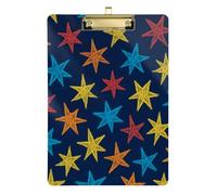 Colorful Stars On Navy Design Contractor Pad Hard Board For Teacher Class Materials Basic Size 9x12