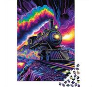 Colorful Steam Train Art Print Jigsaw Puzzles Puzzle for Adults Kids. 1000 Pieces Impossible Challenge Toy Educational Game Home Decoration for Adults& Kids Age 14 Years Up 70x50cm/1000pcs