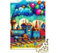 Colorful Steam Train Jigsaw Puzzle for Adults 1000 Piece Jigsaw Puzzle Balloons Relaxing Home Decor 52x38cm/1000pcs