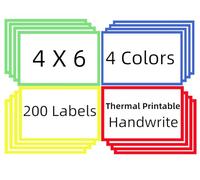 Colorful Sticky Labels for Storage Bins Plastic Moving Boxes Labels, 200 4" x 6" Large Labels Stickers for Home Organization Projects, Bins, Kitchen Storage Containers, Desk Items