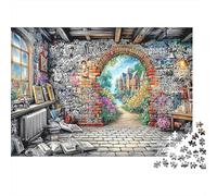 Colorful Stone 1000 Pieces Jigsaw Puzzles for Puzzle Enthusiasts Stone House Window Art Thick Recycled Cardboard Home Decoration Wall Display EduCational Puzzle 70x50cm/1000pcs