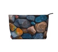 Colorful Stone Printed Corduroy Makeup Bag for Travel & Daily Use, Stylish Pouch Purse Case Cosmetic Bags Organizer for Women