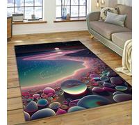 Colorful Stone Rug, Beach Pebble Pattern Floor Mat, Soft Flannel Non-slip Carpet for Living Room, Bedroom Bedside Rug, Suitable for Study Room, Balcony and Corridor (Color 2,50x80cm)