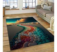 Colorful Stone Rug, Neon Cool Pebble Pattern Floor Mat, Soft Flannel Carpet for Living Room, Bathroom Non-slip Mat, Suitable for Bedroom, Kitchen, Balcony and Corridor (Style 4,50x80cm)