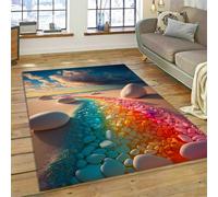 Colorful Stone Rug, Neon Cool Pebble Pattern Floor Mat, Soft Flannel Carpet for Living Room, Bathroom Non-slip Mat, Suitable for Bedroom, Kitchen, Balcony and Corridor (Style 1,50x80cm)