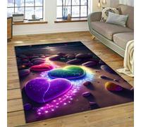 Colorful Stone Rug, Neon Cool Pebble Pattern Floor Mat, Soft Flannel Carpet for Living Room, Bathroom Non-slip Mat, Suitable for Bedroom, Kitchen, Balcony and Corridor (Style 3,50x80cm)