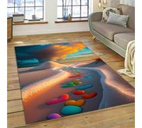 Colorful Stone Rug, Neon Cool Pebble Pattern Floor Mat, Soft Flannel Carpet for Living Room, Bathroom Non-slip Mat, Suitable for Bedroom, Kitchen, Balcony and Corridor (Style 6,50x80cm)