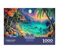 Colorful Stone Tropical Beach 1000 Piece Classic Jigsaw Puzzle Ocean Landscape Puzzle for Adults Recycled Cardboard Adult Educational Challenge Fun Present Home Activity Great Gift for Beginners 52x38