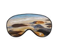 Colorful Stones on The Beach Eye Mask with Adjustable Strap Soft Breathable Sleep Mask for Home Office Travel Airplane Light Blocking Comfortable Eye Covers for Women Men