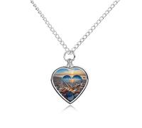 Colorful Stones on The Beach Pet Urn Necklace for Dog Cat Ashes Heart Pets Cremation Keepsake Waterproof Pendant Memorial Jewelry Pendants Gifts for Women Men