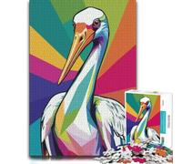 Colorful Stork Pop Art Illustration Jigsaw Puzzle for Adults, 1000 Pieces | Adult Puzzle: indoor weekend activity on quiet evenings.