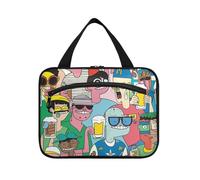 Colorful Strange Friends Hanging Travel case for toiletries with Hook, Designer Accessories Skincare Bag for Cruise Travel Trip bolso para maquillaje de Mujer L