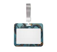 Colorful Strange Octopus Work Badge Protective Shell Fun Cartoon Pattern with Transparent Window