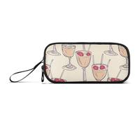 Colorful Strawberry Cocktail Nylon Large Pencil Case Pencil Bag Large Capacity Pencil Case for Kids School Stationery for Office Preppy