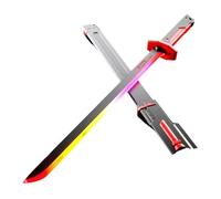 Colorful Streamer Glowing Sword Toys with Spray & Sound Effects Suitable for Cosplay Halloween Props Collect Decoration(Red)