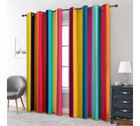 Colorful Striped Blackout Curtains, 90 Drop, Rainbow Vertical Printed Curtains for Living Room, Bedroom, Eyelet Drapes for Window Home Decor, 66x90 Inch 2 Panels Aah-108