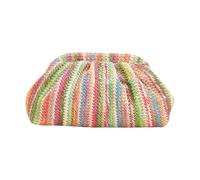 Colorful Striped Handbag for Women, Woven Chain Clutch with Straw-Like Texture and Shoulder Carry Across Social Outings or Vacation Styling Soft Structured Evening Pocketbook Vibrant Weave Casual Date