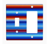 Colorful Striped Light Switch Cover Plates/Outlet Covers, Vibrant Blue and Red Design for Home Decor, Durability for Everyday Use, Stylish Wall Accents Toggle Rocker