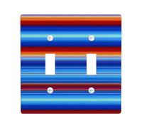 Colorful Striped Light Switch Cover Plates/Outlet Covers, Vibrant Blue and Red Design for Home Decor, Durability for Everyday Use, Stylish Wall Accents Double Toggle
