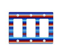 Colorful Striped Light Switch Cover Plates/Outlet Covers, Vibrant Blue and Red Design for Home Decor, Durability for Everyday Use, Stylish Wall Accents 3 Gang Wall Plate