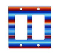 Colorful Striped Light Switch Cover Plates/Outlet Covers, Vibrant Blue and Red Design for Home Decor, Durability for Everyday Use, Stylish Wall Accents Double Rocker
