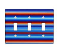 Colorful Striped Light Switch Cover Plates/Outlet Covers, Vibrant Blue and Red Design for Home Decor, Durability for Everyday Use, Stylish Wall Accents Triple Toggle