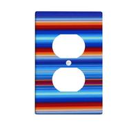 Colorful Striped Light Switch Cover Plates/Outlet Covers, Vibrant Blue and Red Design for Home Decor, Durability for Everyday Use, Stylish Wall Accents Single Duplex Outlet