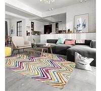Colorful Striped Square Rug for Home Office or School - 200 x 200 cm - Perfect for Living Room Bedroom Nursery - Purple Blue Red Yellow