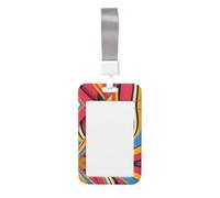 Colorful Stripes Print Badge Holder with Breakaway Lanyard,Work Name Tag Breakaway Lanyard Id Card Protector Case