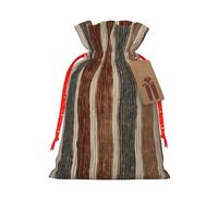 (Colorful stripes) Print Christmas New Year Candy Gift Bag, Red Xmas Ribbon Drawstring Bags for Kids Xmas Holiday Eve Presents S Size