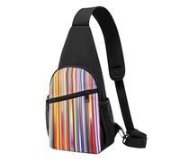 Colorful Stripes -Print Waterproof Chest Pack for Hiking & Travel-Adjustable Strap,Lightweight Design with Multiple Pockets.