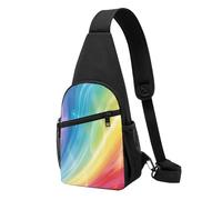 Colorful Stripes Rainbow Printed Chest Bag Sling Bag for Men Women, Outdoor Crossbody Fanny Packs Hiking Chest Packs Sport Daypacks