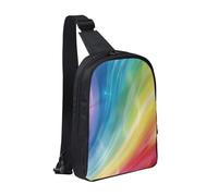 Colorful Stripes Rainbow Printed Chest Bag Sling Bag for Men Women, Waterproof Crossbody Backpack Men Bag for Runner Workout Hiking Cycling Travel