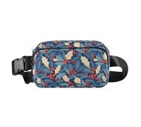 Colorful Stripes Small Crossbody Bag Waist Packs with Adjustable Strap for Travel Shopping Running, Christmas Holly Leaves, One Size
