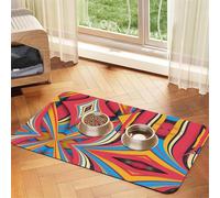 Colorful Stripesprint Pet Absorbent Leather Tablecloth,Wipe Clean Quick Dry,Food Mat For Small Animals