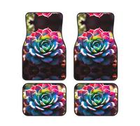 Colorful Succulent 4 Pcs Universal Car Floor Mats Set, Vibrant Printed Auto Floor Liners Non-Slip For Car