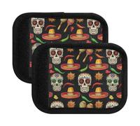 Colorful Sugar skeleton Chili Black Luggage Handle Wrap Soft Handle Covers Handle Covers for Suitcase, Carry On, Colorful Sugar skeleton Chili Black, Set of 4