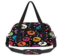 Colorful Sugar Skull Bones Kids Overnight Duffle Bags Boys Girls Teen Sports Gym Bag for Weekender Travel Gymnastics Dance Ballet
