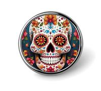 Colorful Sugar Skull Brooch Pins Lapel Pins for Men Women Badge Button Cover Decorative Jewelry Charms for Hats Bags Backpacks Suits Shirts Scarves Clothing Accessories Banquet Wedding Gift