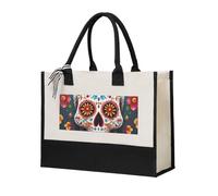 Colorful Sugar Skull Canvas Tote Bag For Women Personalized Present Bag Large Capacity Reusable Shopping Bag Suitable For Wedding, Birthday, Holiday Great Gift For Mom, Teachers, Friends, Bridesmaids