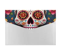 Colorful Sugar Skull File Folder 6-Pocket, Waterproof Accordion File Organizer with Snap Closure, Expanding Document Holder for Office, Home