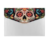 Colorful Sugar Skull File Organizer for Office,6 Pockets Expanding File Folder, Portable Accordion Folders for Desktop, Waterproof Paper Bill Receipt Organizer for Business