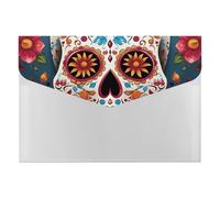 Colorful Sugar Skull Folders with 6 Pack Pockets, Waterproof Organizer File Folder for Letter Size Paper, Accordian Folder with Snap for Home, Travel, Business, Office