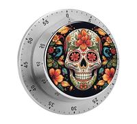Colorful Sugar Skull Kitchen Timer - Mechanical Visual Timer, Stainless Steel Digital Timers with Magnetic Base Egg Timers for Hard Boiled Eggs 60-Minute Countdown Kitchen Clock for Cooking