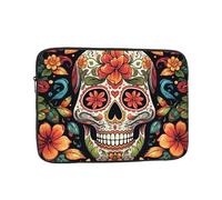 Colorful Sugar Skull Laptop Sleeve Bag 10 Inch, Waterproof Shockproof Laptop Case Bag Computer Skin Bags Lightweight Tablet Carrying Case