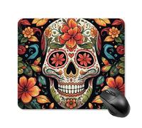 Colorful Sugar Skull Mouse Pad Square Laptop Mouse Mat Cute Computer Mousepad Keyboard Pad Non-Slip Desk Pads for Gaming Office Work Home 25 * 30cm
