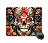 Colorful Sugar Skull Mouse Pad Square Laptop Mouse Mat Cute Computer Mousepad Keyboard Pad Non-Slip Desk Pads for Gaming Office Work Home 20 * 25cm