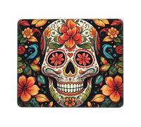 Colorful Sugar Skull Mouse Pad with Stitched Edge, Comfortable Mouse Pads with Non-Slip Rubber Base Gaming Mouse Mat Washable Mousepads Computers Laptop Desk Accessories for Office 8.3 x 10.3 in