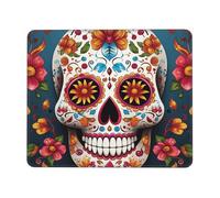 Colorful Sugar Skull Mouse Pad with Stitched Edge, Comfortable Mouse Pads with Non-Slip Rubber Base Gaming Mouse Mat Washable Mousepads Computers Laptop Desk Accessories for Office 7.9 x 9.5 in
