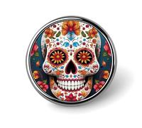 Colorful Sugar Skull Round Badge Cute Enamel Lapel Pin Brooches Button Pin Personalized Clothing Decoration Unisex Badge Holder Hats Bags Shirts Decor
